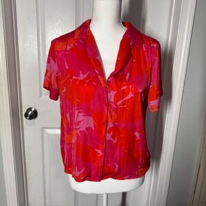 Maison d'Amélie Paris Red Pink Abstract Print Blouse
